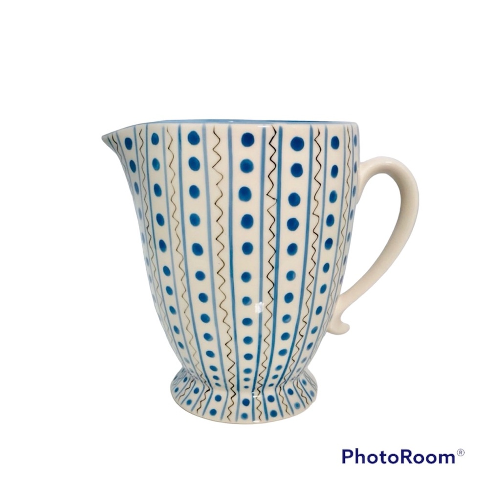 STARBUCKS Barista Pitcher Jug  7.5” Ceramic 2003 Blue and white